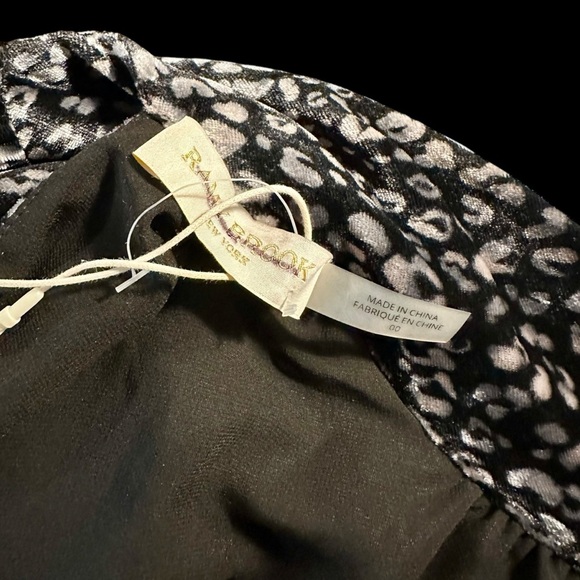 NWOT Ramy Brook ‘Lennon’ Leopard Print Ruched Velvet Midi Dress’ in Black Sz 00 - Picture 6 of 16